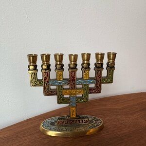 Artistic Multicolor Menorah with Gold Accents